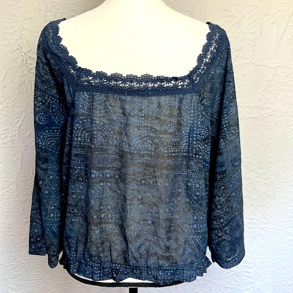 Maurices Sheer Square Neck 3/4 Sleeve Blouse